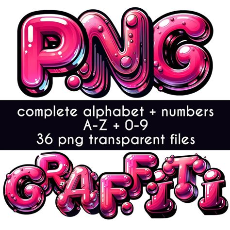 Graffiti Font Bundle 3d Png Alphabet Bubble Letters Doodle Font