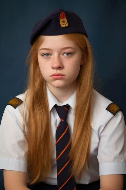 Premium Ai Image Portrait Of A Pretty Teenage Girl In Uniform Looking