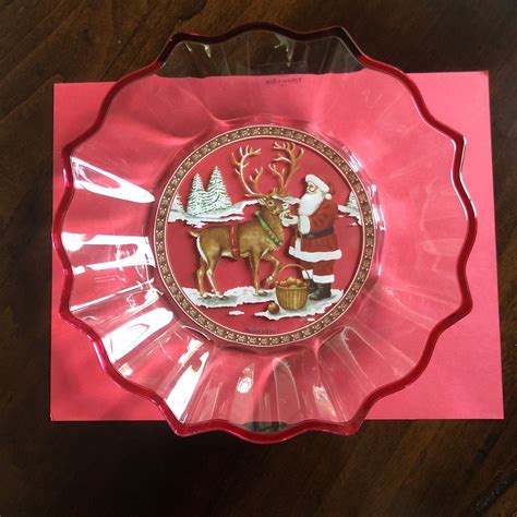 Villeroy And Boch Santa With Reindeer Clear Glass Bowl Ebay