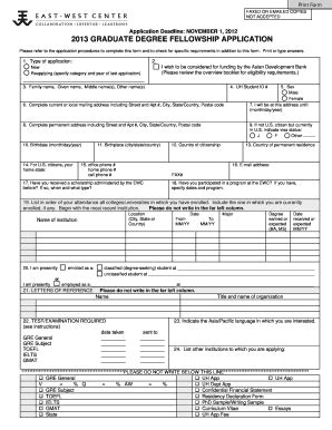 Fillable Online Eastwestcenter Degree Application Doc