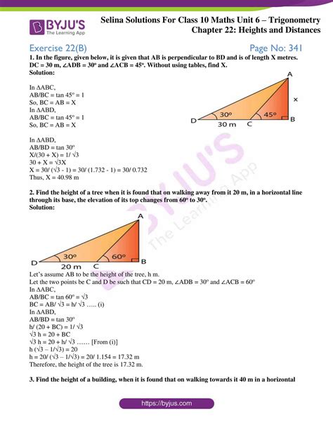 Selina Solutions Concise Mathematics Class 10 Chapter 22 Heights And Distances Exercise 22b