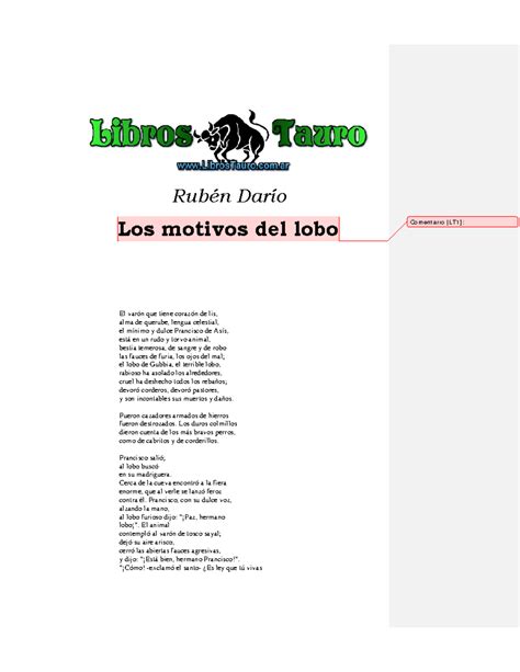 Dario Ruben Los Motivos Del Lobo Rubén Darío Los Motivos Del Lobo