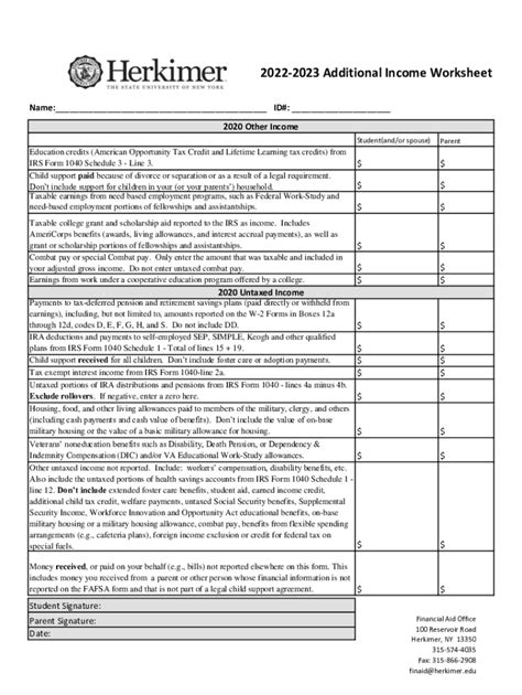 Fillable Online Dependent Untaxed Income Worksheet Wsu Tech