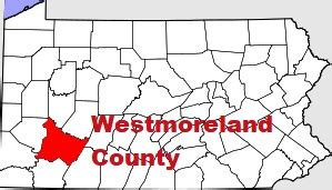 Westmoreland County on the map of Pennsylvania 2024. Cities, roads ...