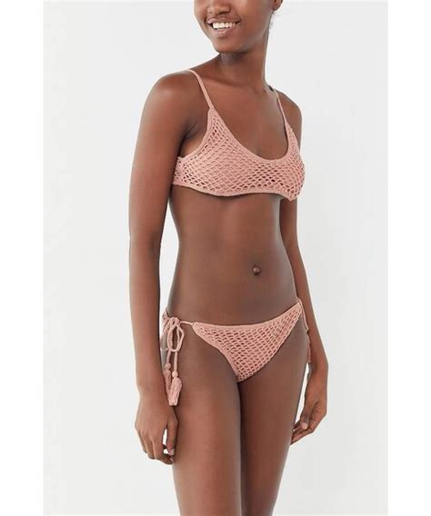 Mink Pink Minkpink Adrift Crochet Scoop Neck Bikini Top