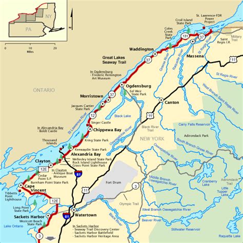 St Lawrence River Map Canada