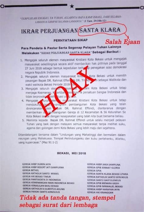 Surat Pernyataan Resmi Bersama Dari Para Pemuka Agama Kristen Protestan