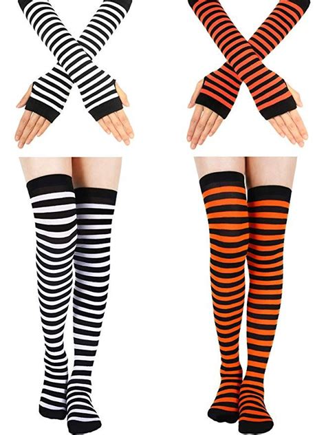 Amazon Halloween Women Long Stripe Knee Thigh High Socks