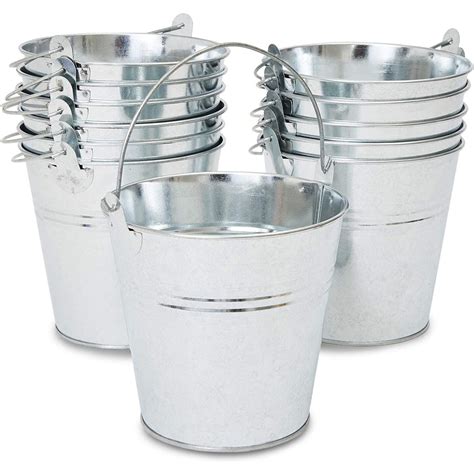 12 Pack Galvanized Metal Buckets with Handles for Party Decorations ...