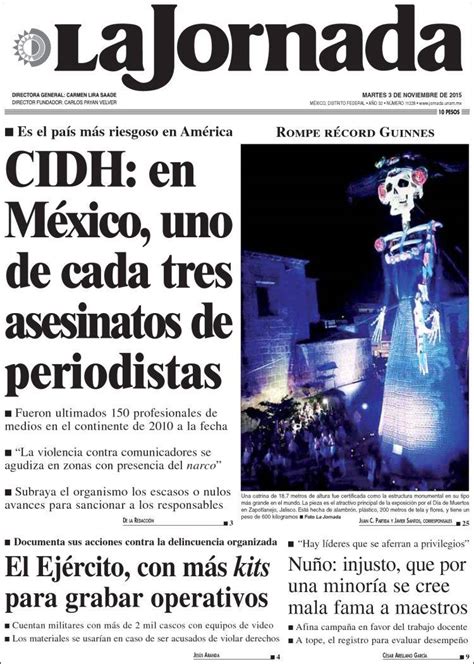 Periódico La Jornada México Periódicos de México Edición de martes