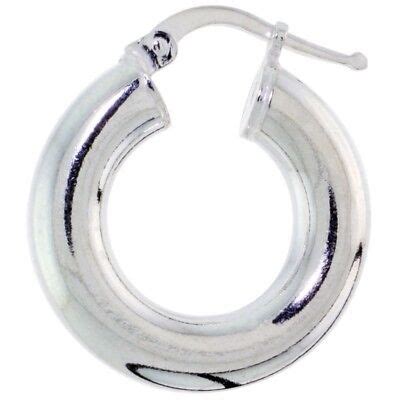 3 4 Inch Plain 925 Sterling Silver 5mm Thick Tube Hoop Bright Polished