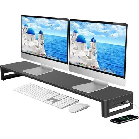 Vaydeer Support Moniteur Pc Double Avec Usb Ports Rehausseur Ecran