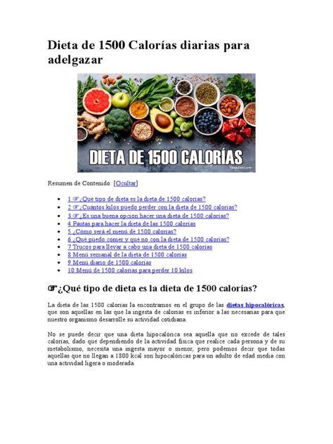 Guía De Dieta De 1500 Calorías Para Adelgazar De Forma Saludable Neurat