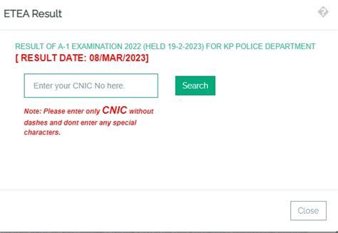 ETEA A1 Result KPK Police 2024 Check Online By CNIC Or Name