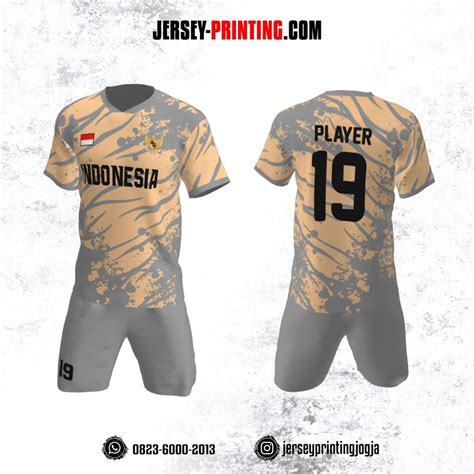 Jersey Futsal Krem Corak Loreng Bercak Abu Abu Jersey Printing