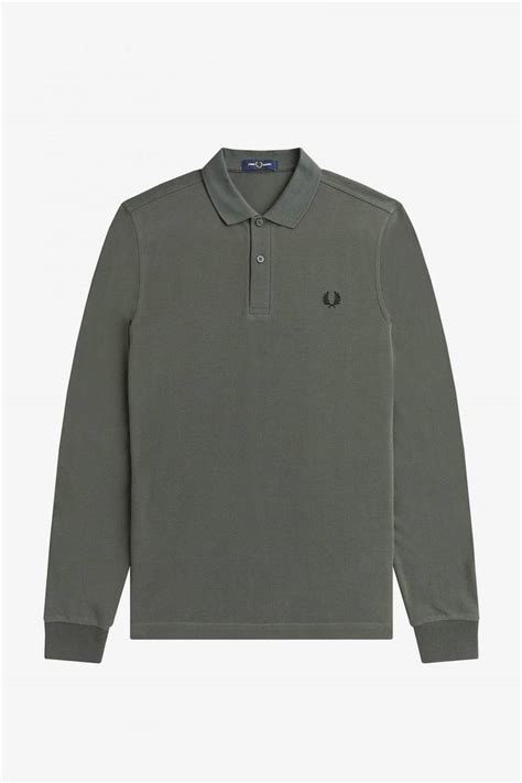 Fred Perry Polo Manica Lunga Piqu Verde Polo Maniche Lunghe Uomo M