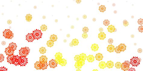 Light Orange Vector Beautiful Snowflakes Backdrop With Flowers