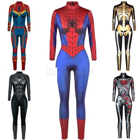 Smile Hero Spider Man Cosplay Jumpsuit Pour Femme Catsuit Sexy D