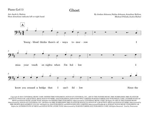 Ghost Arr Jacob A Barton By Justin Bieber Sheet Music For Easy Piano At Sheet Music Direct