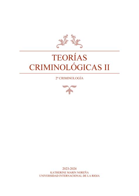 Teor As Criminol Gicas Ii Teor A Teor As Criminol Gicas Ii