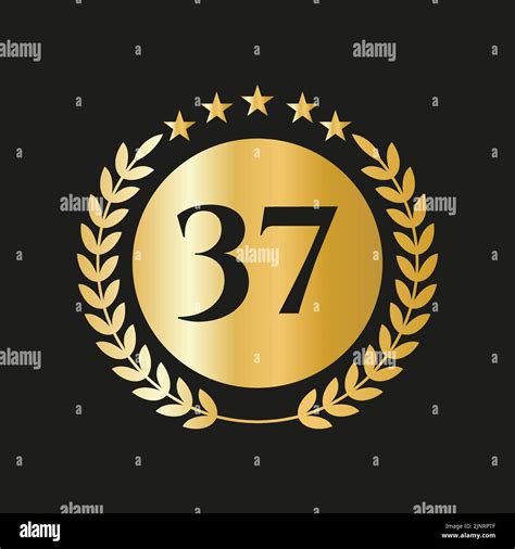 37 Years Anniversary Celebration Icon Vector Logo Design Template With