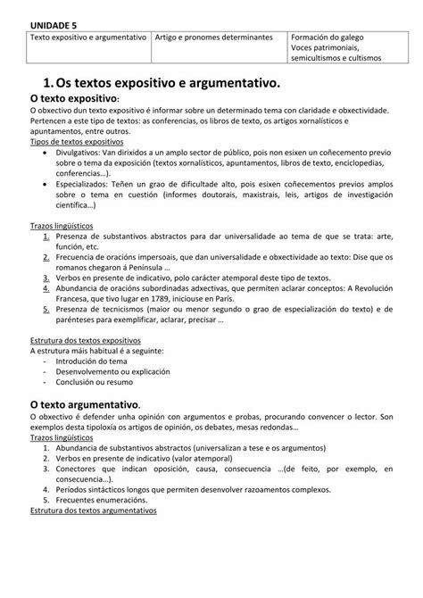 Pdf Os Textos Expositivo E Argumentativo Edu Xunta Gal Tipos