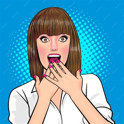 Premium Vector Surprised Beautiful Woman Look Something Pop Art Comic Style