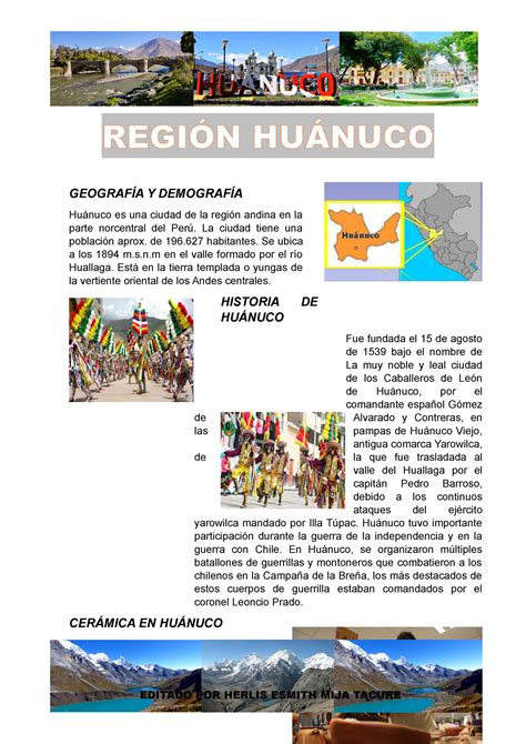 Manifestaciones Culturales De Hu Nuco Geograf A Y Demograf A Hu Nuco