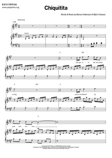 Abba Chiquitita Sheet Music Pdf Free Score Download ★