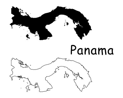 Mapa De Panamá Mapa De Panamá Blanco Y Negro Detallado Esquema Sólido