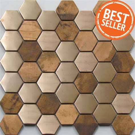 0970 Hexagon Copper Mosaic Tiles Exotiles