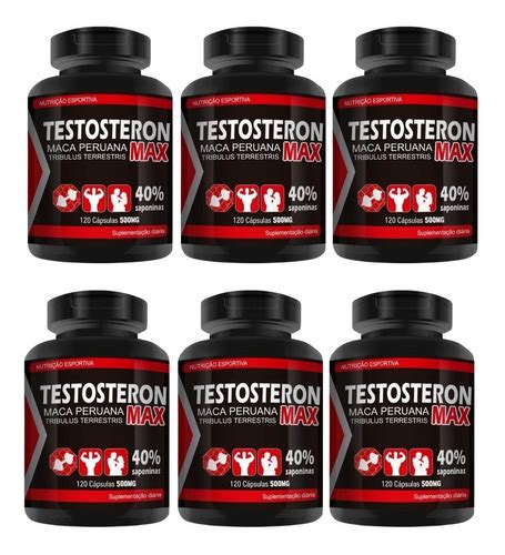 Testosteron Max 120 Cápsulas 500mg Kit 6 Potes Parcelamento