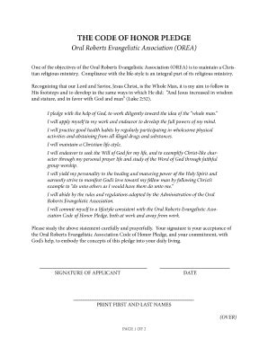 fillable   code  honor pledge fax email print pdffiller