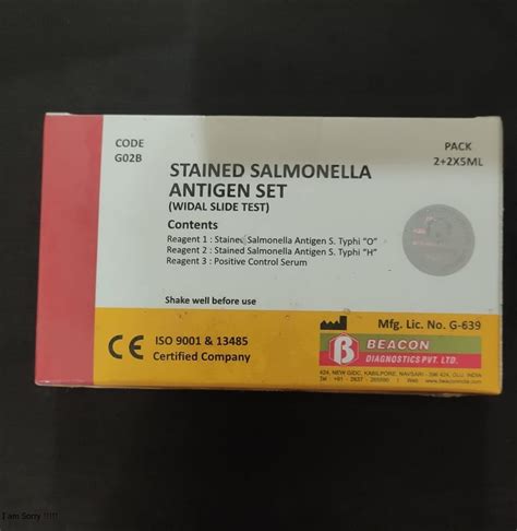 Beacon Diagnostics Stained Salmonella Antigen Set Widal Slide Test At