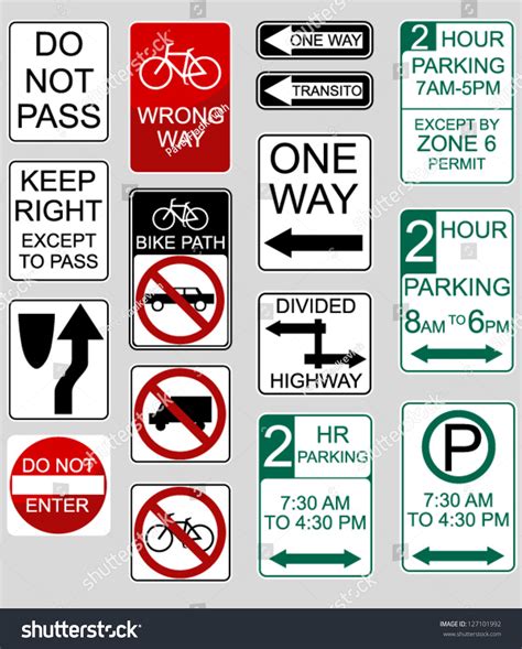 Set Usa Road Signs Stock Vector (Royalty Free) 127101992 | Shutterstock