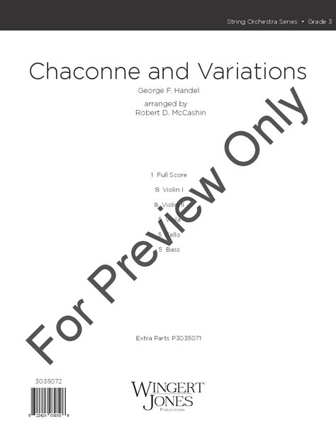 Chaconne and Variations by George F. Handel/arr. | J.W. Pepper Sheet Music