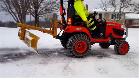 Bx D Plowing Snow With New Scrapper Blade And Using Walk Behind Snow