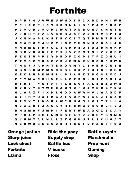 Fortnite Word Search Wordmint