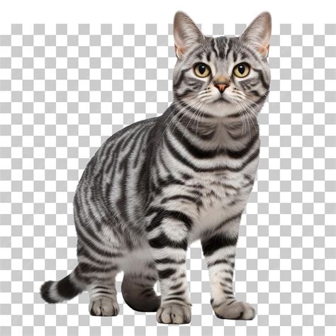 Premium PSD | Majestic Silver Tabby American Shorthair Cat Sitting