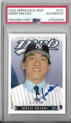 Hideki Matsui Signed 2003 Upper Deck MVP 141 PSA DNA Cert Auto Rookie