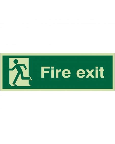 Extra Large Glow In The Dark Fire Exit Running Man Left Sign 900mm X 300mm