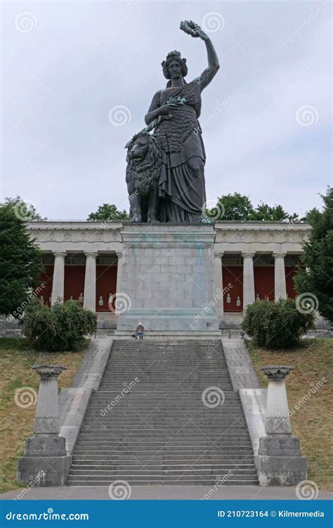 Bavaria Statue In Munich Germany In A Vertical View Editorial Stock