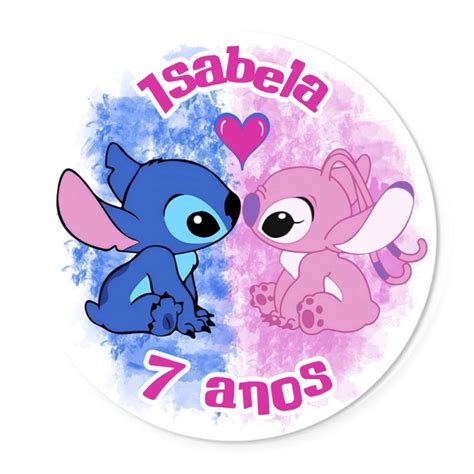 Adesivos Personalizados Stitch E Angel Nome E Idade 60 Unidades