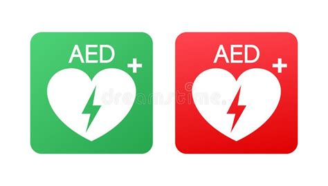 Automated External Defibrillator Emergency First Aid Aed Defibrillator Sign Sticker Stock