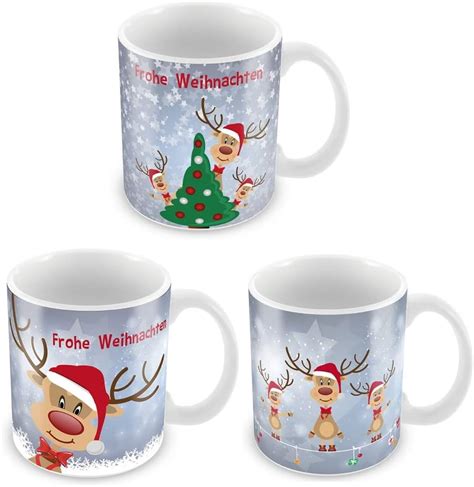 Tassen Er Set Xmas Bunt Schneemann Porzellan Kaffeebecher In Wei