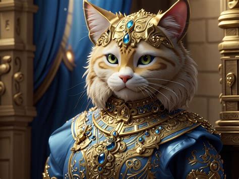 Un Lindo Gato Con Adornos De Oro Como La Realeza Foto Premium