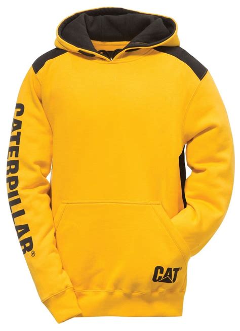 Cat Caterpillar Logo Panel Sweatshirt Hoodie Mens Durable Work Jumper