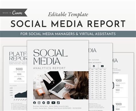 Social Media Analytics Report Canva Template Classic Editable Etsy