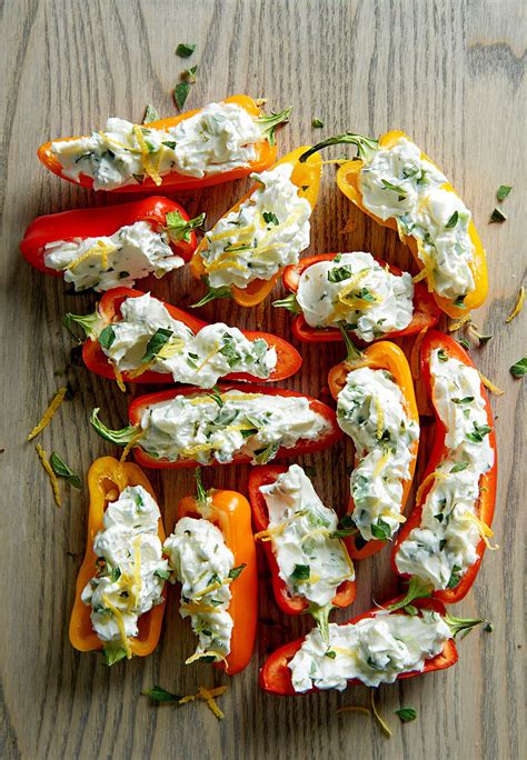 Herbed Cheese Mini Peppers Recipe Stuffed Mini Peppers Tailgating