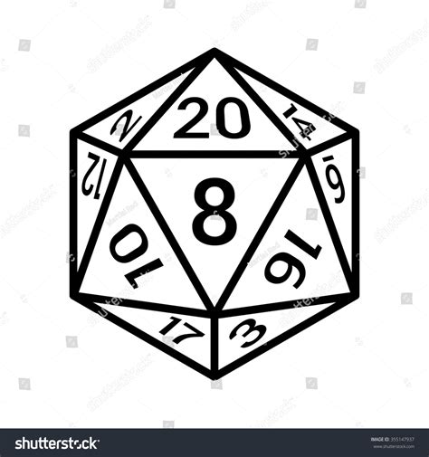 20 Sided 20d Dice Numbers Line Stock Vector 355147937 Shutterstock